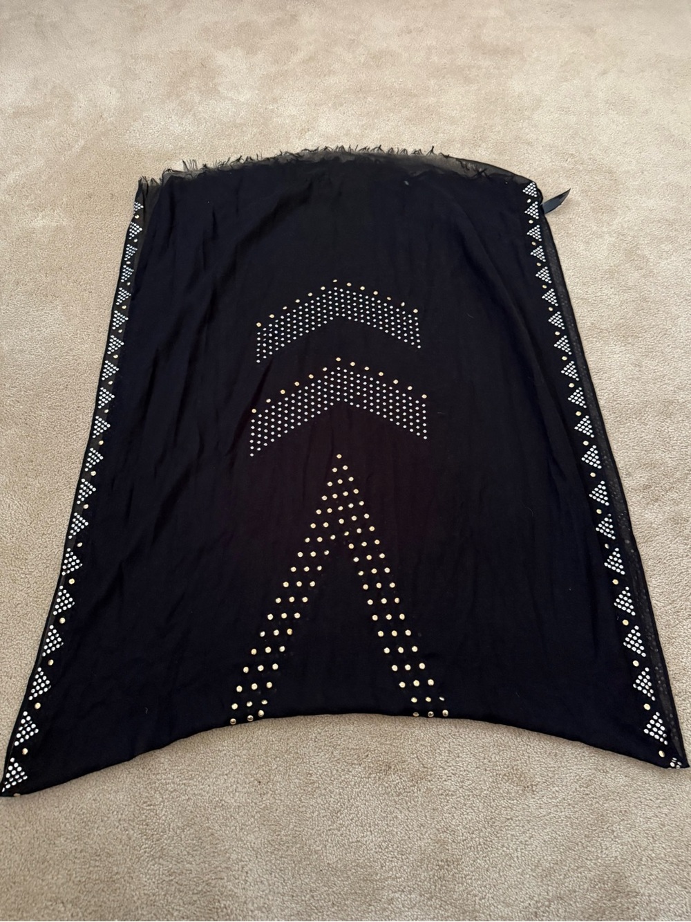 Express Black Shawl/Scarf with Gold and Silver Stud Details